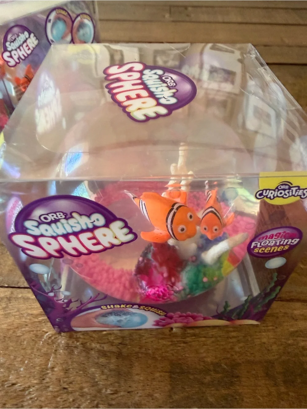 2 SquishSphere Kids Toy - Pink/Orange Aquarium Floating Scene
